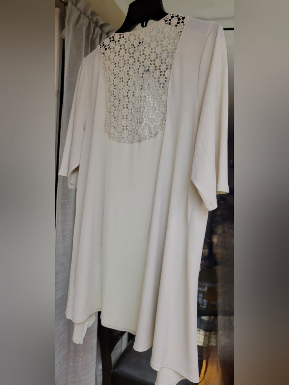 Susan Graver Soft Ivory Lace-Back Kimono Top